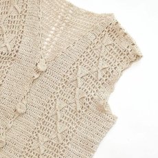 画像3: COTTON HAND KNIT CROCHET VEST (3)