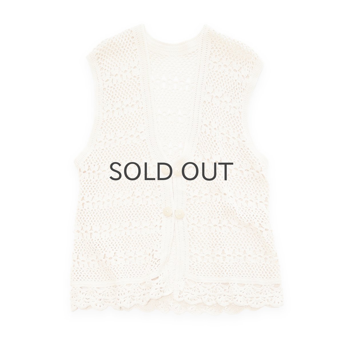 画像1: COTTON HAND KNIT CROCHET VEST (1)