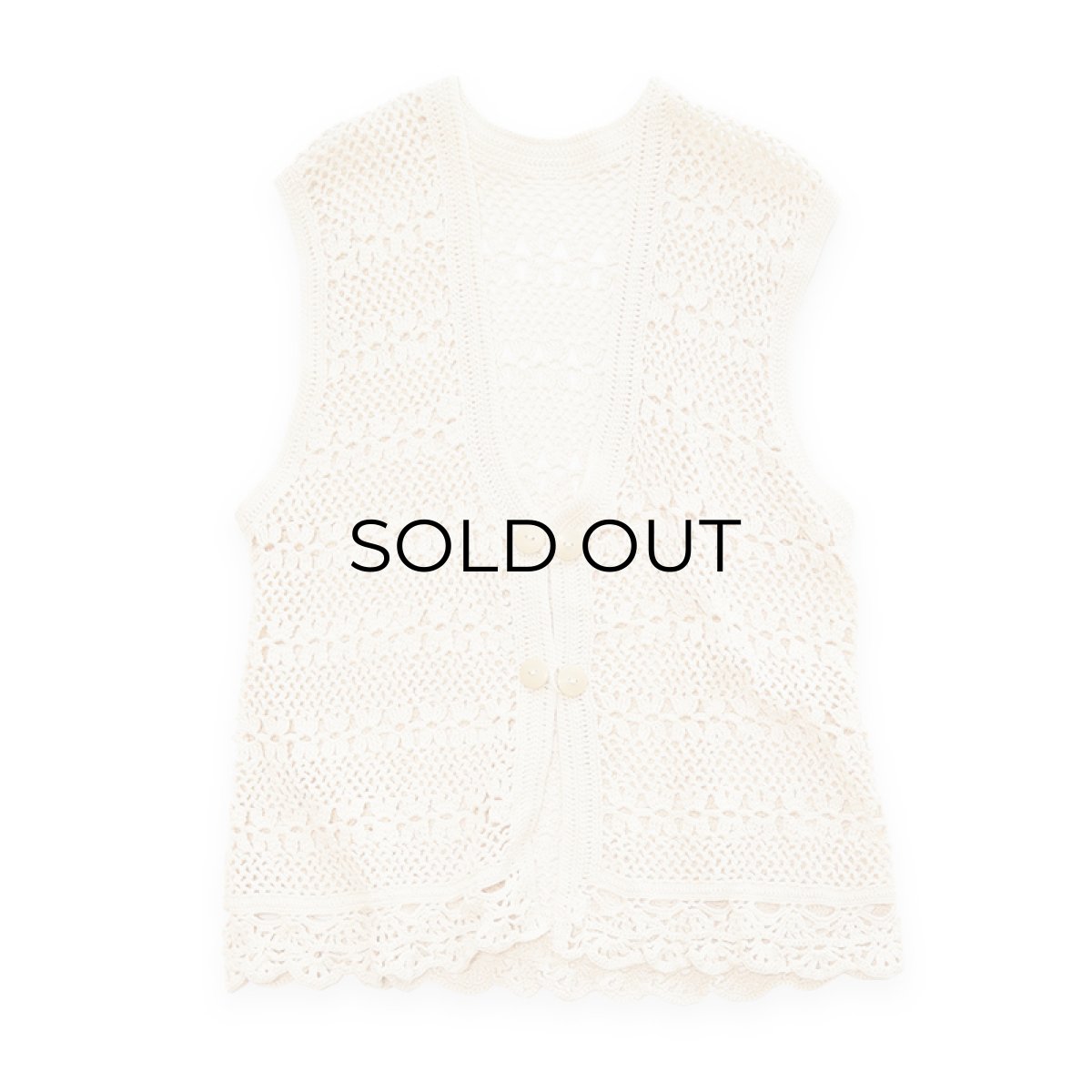 画像1: COTTON HAND KNIT CROCHET VEST (1)