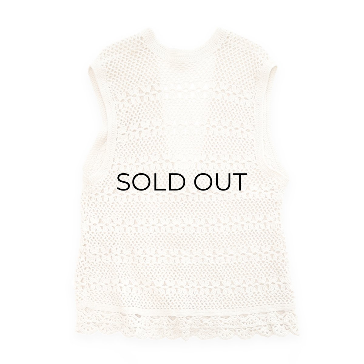 画像2: COTTON HAND KNIT CROCHET VEST (2)