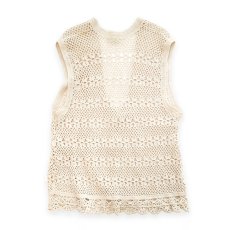 画像2: COTTON HAND KNIT CROCHET VEST (2)