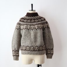 画像9: OLD UNKNOWN BRAND WOOL HAND KNIT ICELANDIC SWEATER (9)