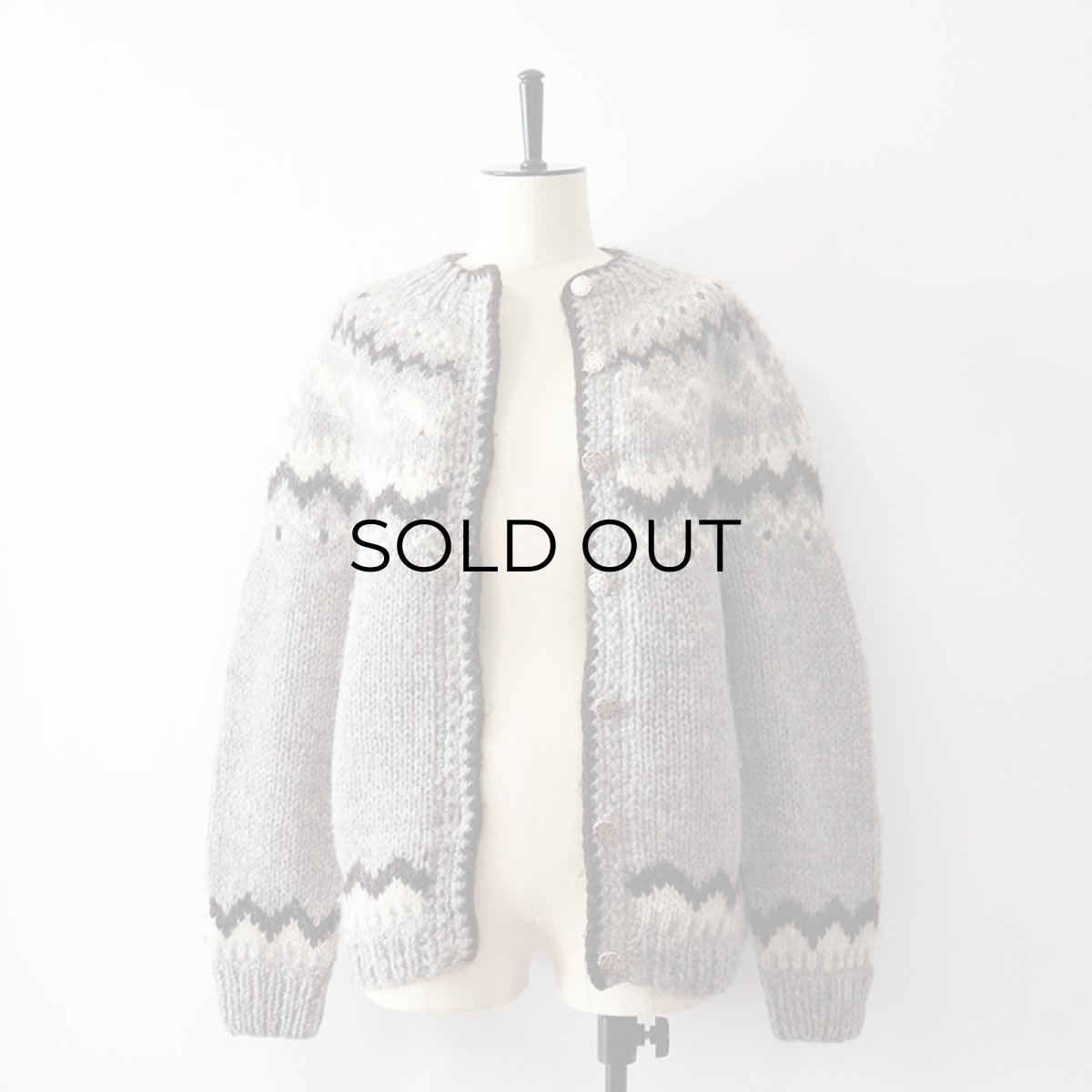 画像12: OLD UNKNOWN BRAND WOOL HAND KNIT ICELANDIC CARDIGAN (12)