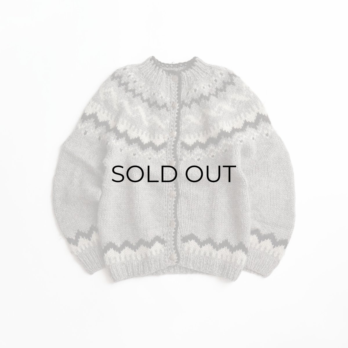 画像1: OLD UNKNOWN BRAND WOOL HAND KNIT ICELANDIC CARDIGAN (1)