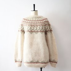 画像1: OLD UNKNOWN BRAND WOOL HAND KNIT ICELANDIC SWEATER (1)