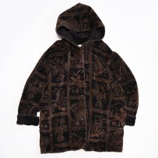 画像1: CBO NEW YORK JACQUARD BOA FLEECE HOODED OVER COAT (1)