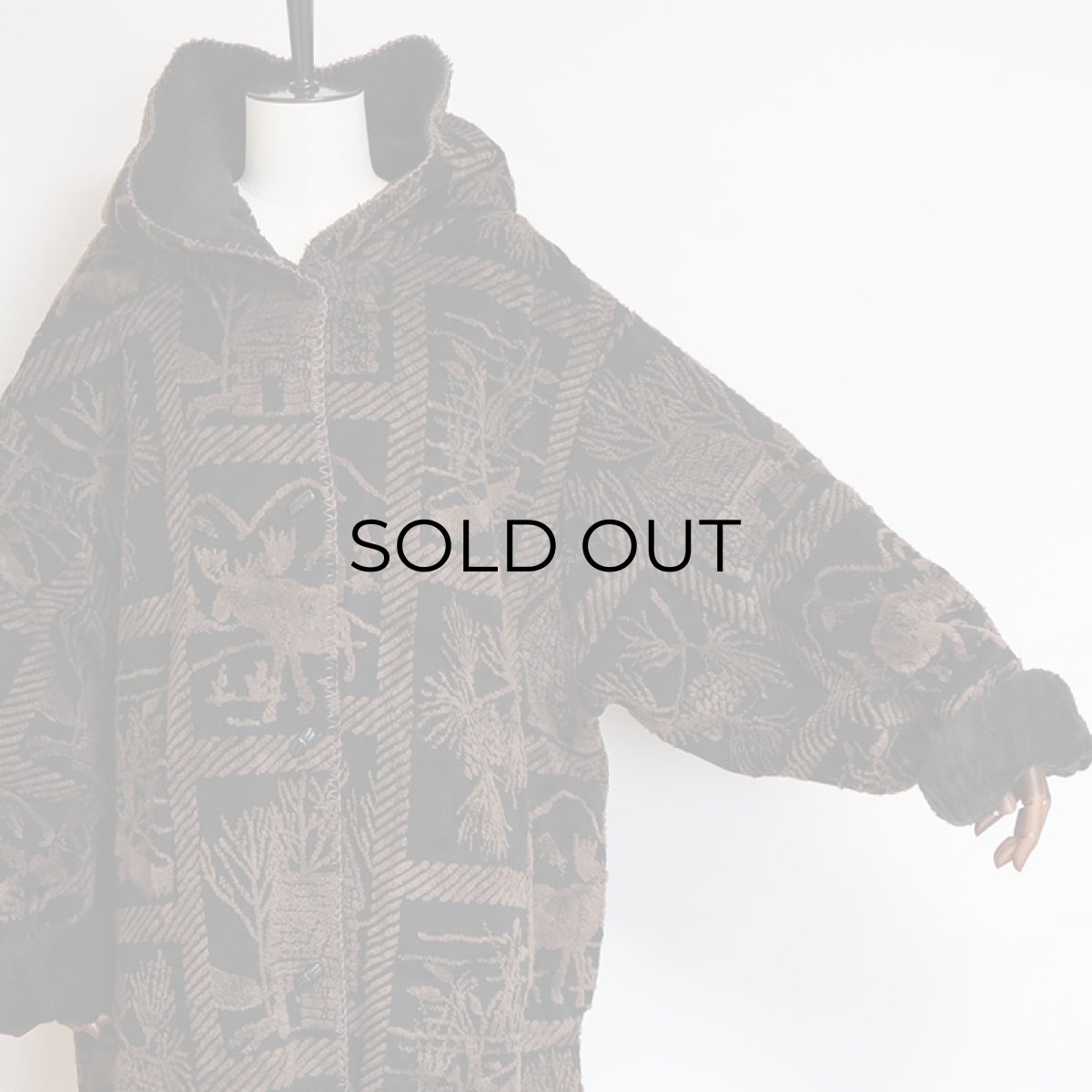 画像11: CBO NEW YORK JACQUARD BOA FLEECE HOODED OVER COAT (11)