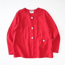 画像1: FLAX LINEN COLLARLESS JACKET (1)