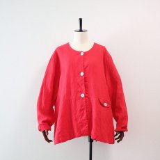 画像7: FLAX LINEN COLLARLESS JACKET (7)