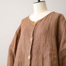 画像5: FLAX LITHUANIA LINEN COLLARLESS SHORT JACKET (5)