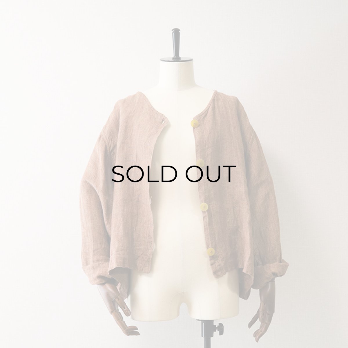 画像2: FLAX LITHUANIA LINEN COLLARLESS SHORT JACKET (2)