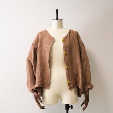 画像2: FLAX LITHUANIA LINEN COLLARLESS SHORT JACKET (2)