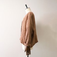 画像3: FLAX LITHUANIA LINEN COLLARLESS SHORT JACKET (3)