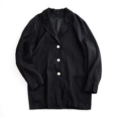 画像5: OLD UNKNOWN BRAND BLACK LINEN 3B TAILORED JACKET (5)