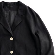 画像8: OLD UNKNOWN BRAND BLACK LINEN 3B TAILORED JACKET (8)