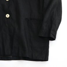 画像9: OLD UNKNOWN BRAND BLACK LINEN 3B TAILORED JACKET (9)