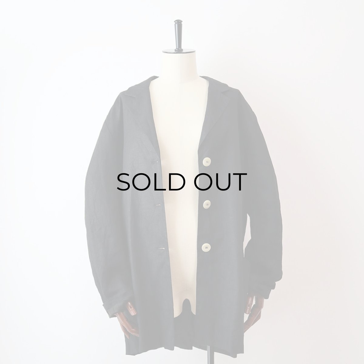 画像2: OLD UNKNOWN BRAND BLACK LINEN 3B TAILORED JACKET (2)