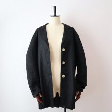 画像2: OLD UNKNOWN BRAND BLACK LINEN 3B TAILORED JACKET (2)