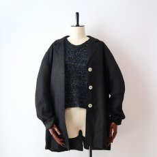 画像1: OLD UNKNOWN BRAND BLACK LINEN 3B TAILORED JACKET (1)