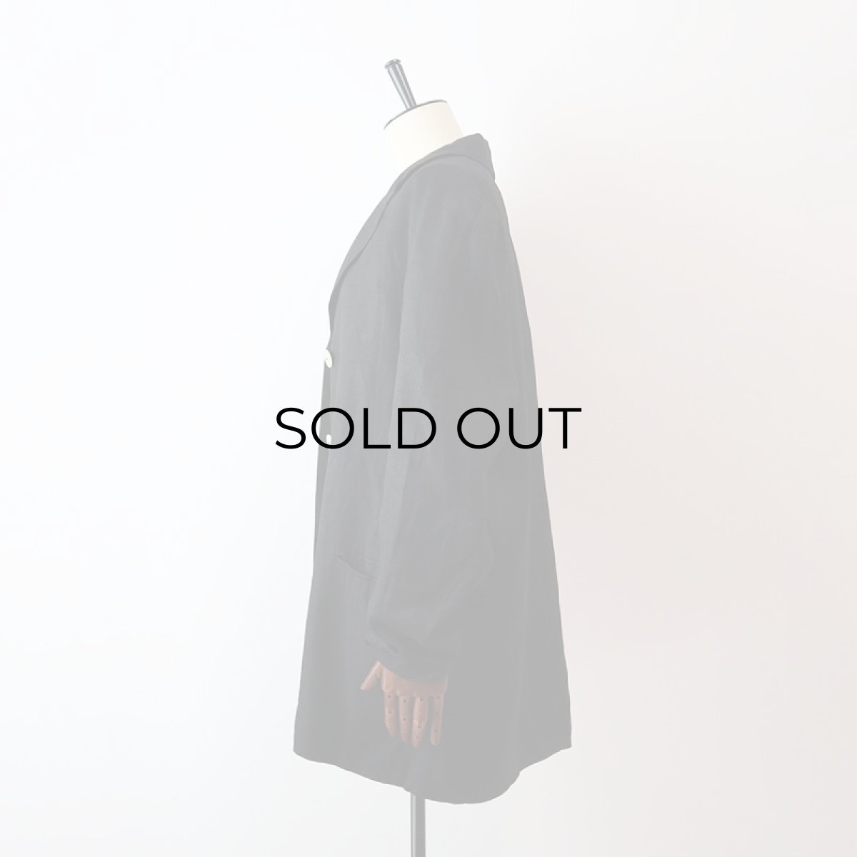 画像3: OLD UNKNOWN BRAND BLACK LINEN 3B TAILORED JACKET (3)