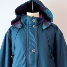 画像15: 〜90's L.L. Bean NYLON WOOL CHECK LINING PADDED OUDOOR COAT with HOOD (15)