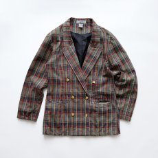 画像1: KTURR RAMIE COTTON CHECK W-BREASTED TAILORED JACKET (1)