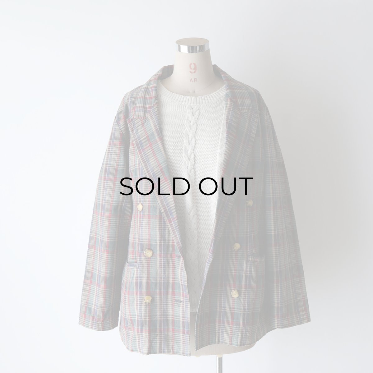 画像9: KTURR RAMIE COTTON CHECK W-BREASTED TAILORED JACKET (9)