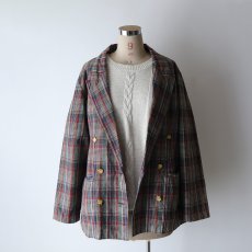 画像9: KTURR RAMIE COTTON CHECK W-BREASTED TAILORED JACKET (9)