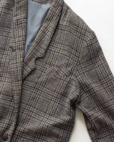 画像4: UNKNOWN BRAND WOOL NEP TWEED CHECK BIG SILHOUETTE TAILORED JACKET (4)