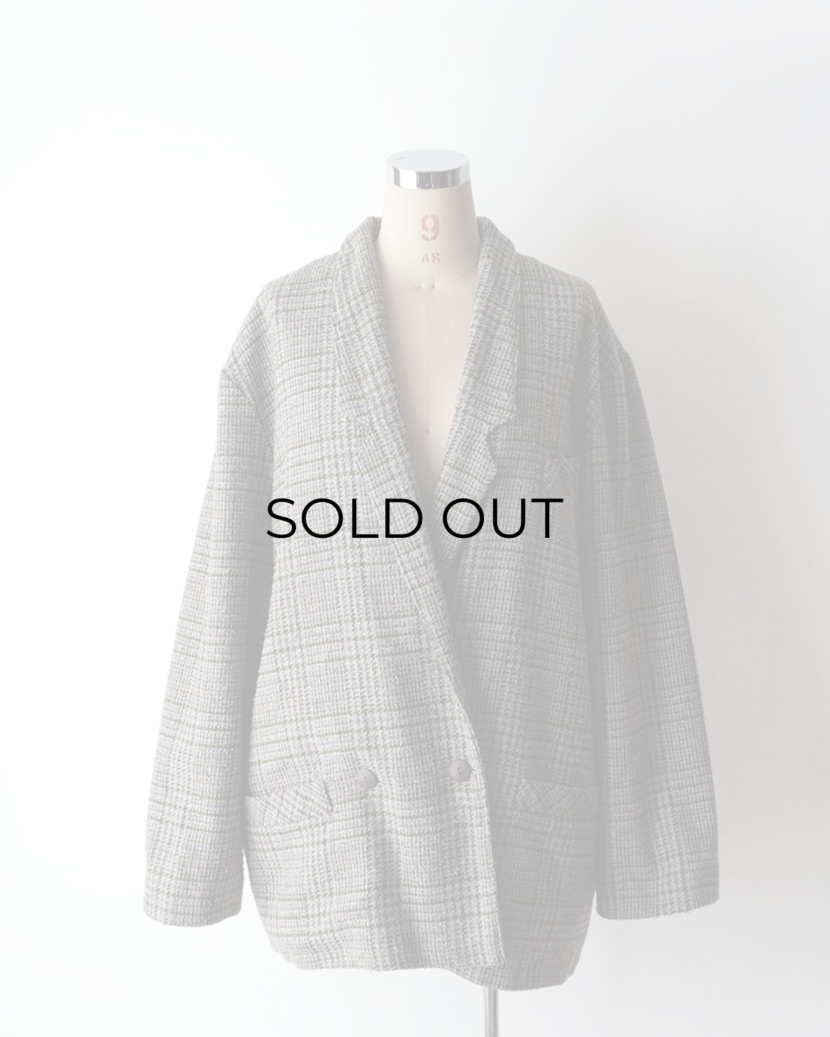 画像9: UNKNOWN BRAND WOOL NEP TWEED CHECK BIG SILHOUETTE TAILORED JACKET (9)