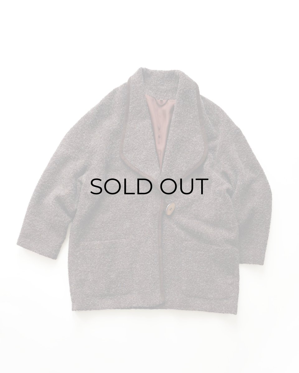 画像1: OLD UNKNOWN BRAND WOOL BOUCLE SHAWL COLLAR JACKET (1)