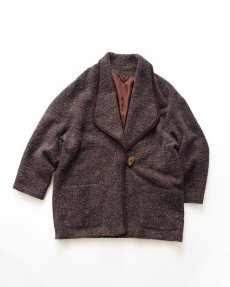 画像1: OLD UNKNOWN BRAND WOOL BOUCLE SHAWL COLLAR JACKET (1)