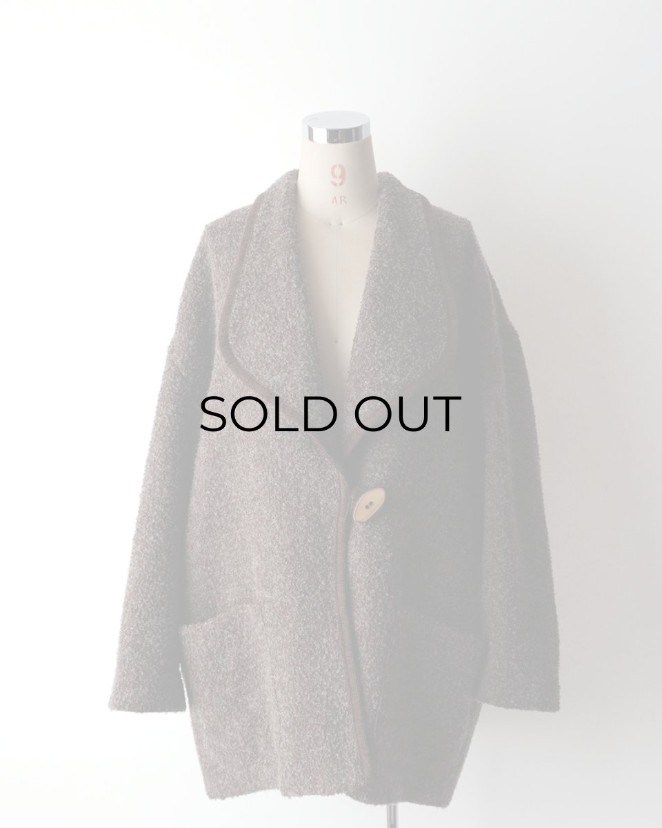 画像9: OLD UNKNOWN BRAND WOOL BOUCLE SHAWL COLLAR JACKET (9)