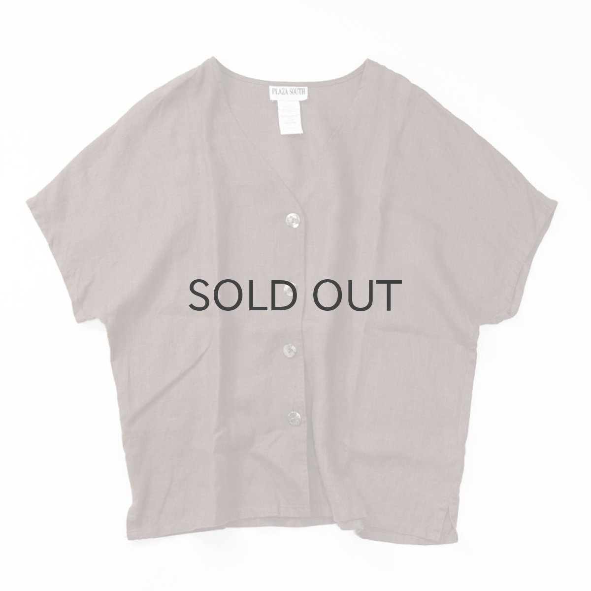 画像1: PLAZA SOUTH LINEN DROP SHOULDER V NECK BLOUSE (1)