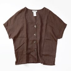 画像1: PLAZA SOUTH LINEN DROP SHOULDER V NECK BLOUSE (1)