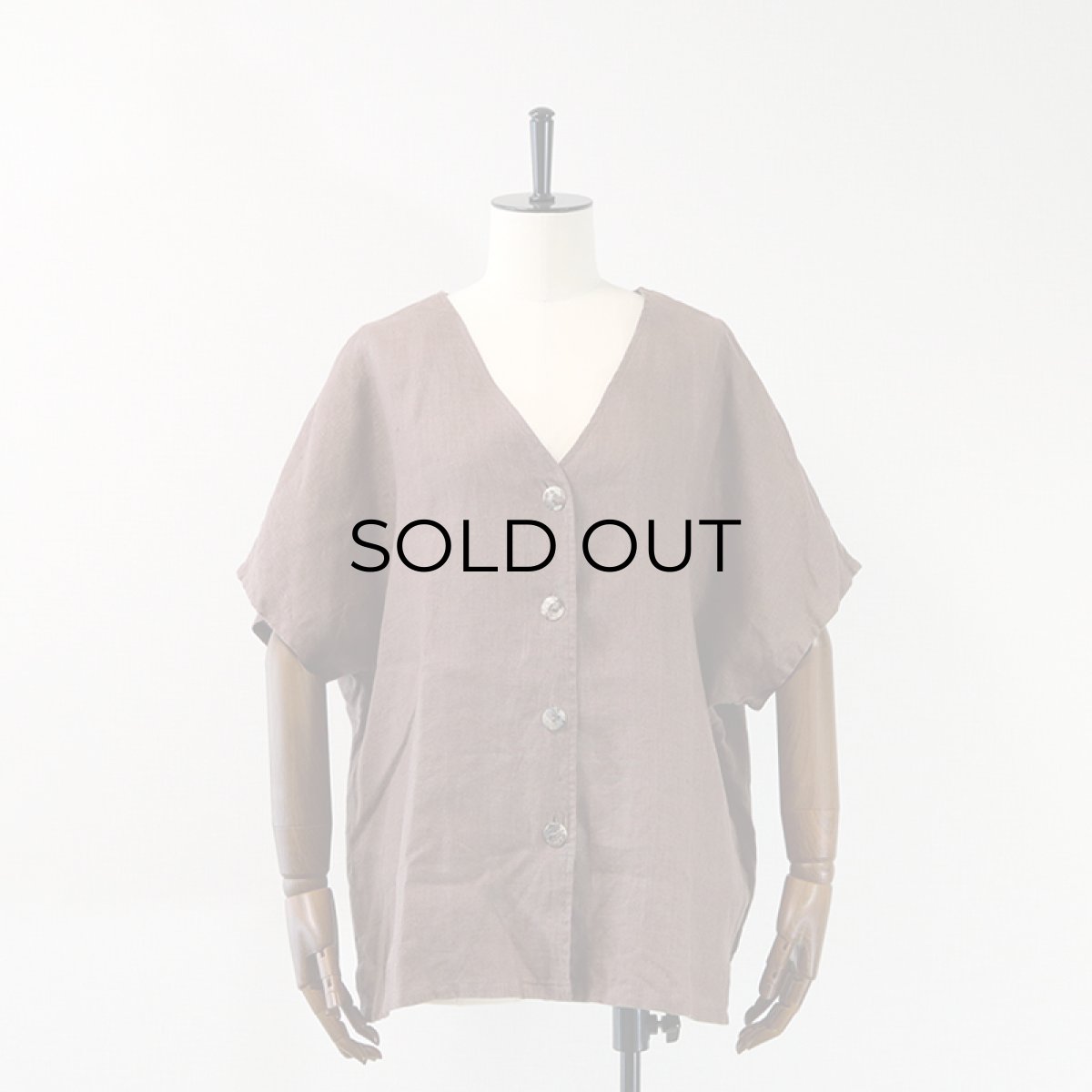 画像6: PLAZA SOUTH LINEN DROP SHOULDER V NECK BLOUSE (6)