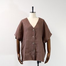 画像6: PLAZA SOUTH LINEN DROP SHOULDER V NECK BLOUSE (6)