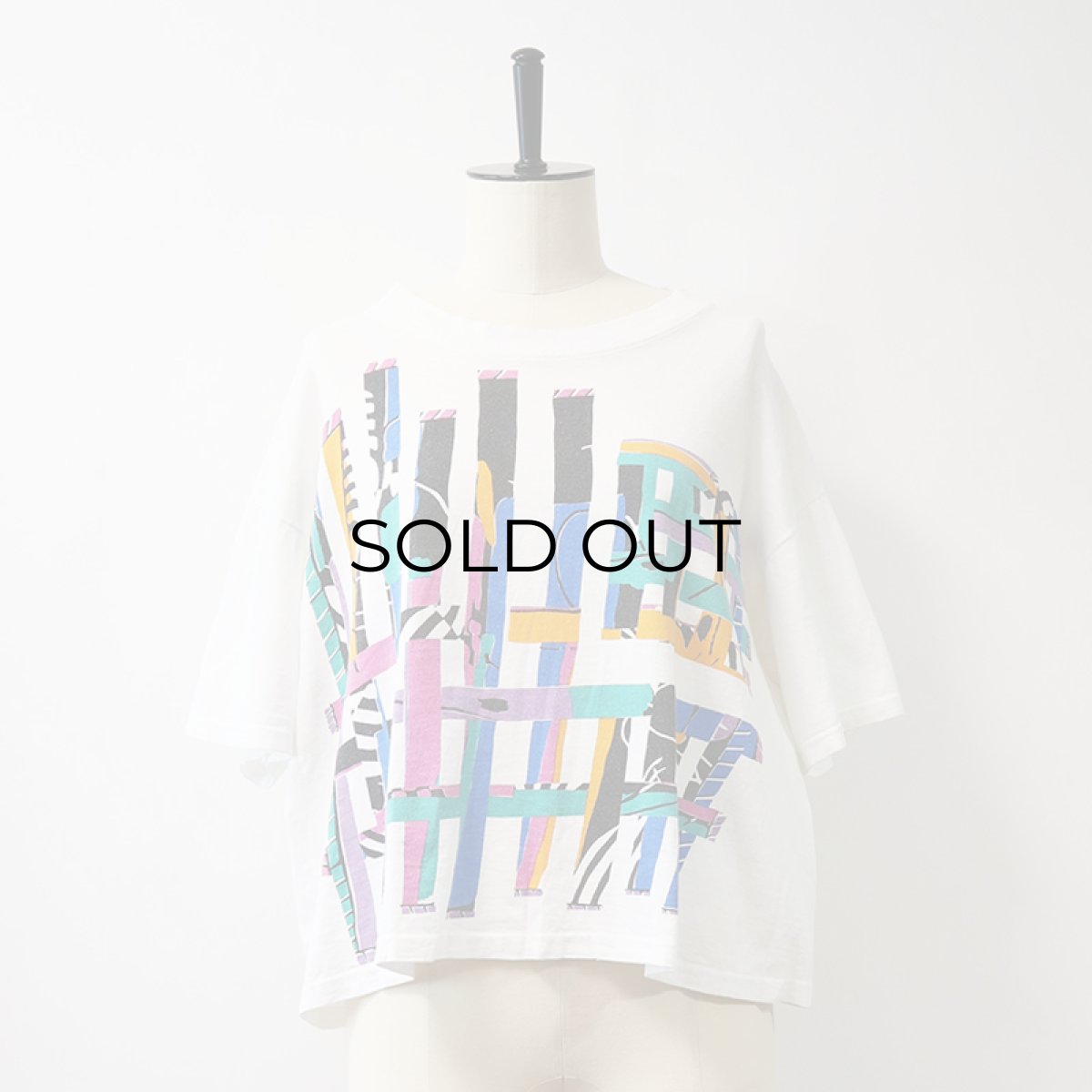 画像7: 80's Gilda Marx COTTON W-PRINT S/S CROPPED TEE  (7)