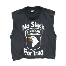 画像1: 〜90's SCREEN STARS PRINT CUT-OFF N/S CROPPED TEE "No Slack For Iraq" (1)