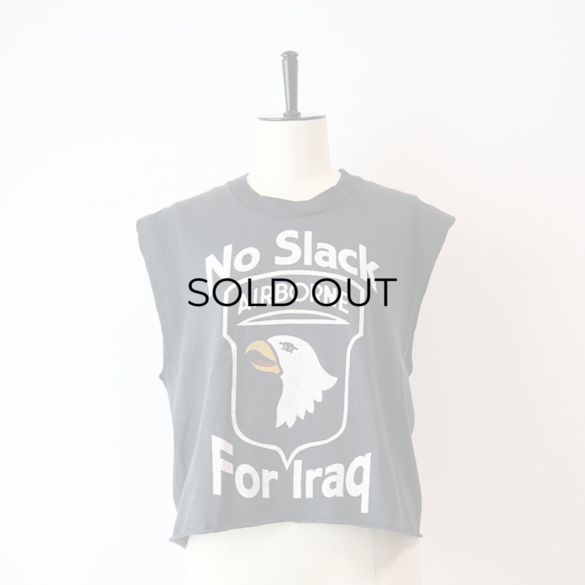 画像8: 〜90's SCREEN STARS PRINT CUT-OFF N/S CROPPED TEE "No Slack For Iraq" (8)