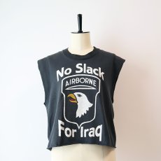 画像8: 〜90's SCREEN STARS PRINT CUT-OFF N/S CROPPED TEE "No Slack For Iraq" (8)