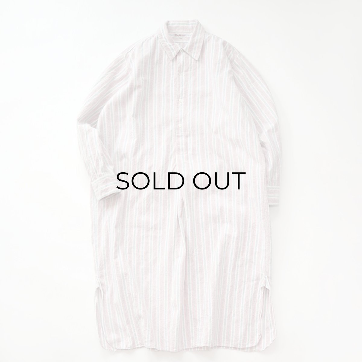 画像1: OLD Tuck Ackermann COTTON STRIPE FLANNEL PULLOVER LONG SLEEPING SHIRT (1)