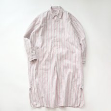 画像1: OLD Tuck Ackermann COTTON STRIPE FLANNEL PULLOVER LONG SLEEPING SHIRT (1)