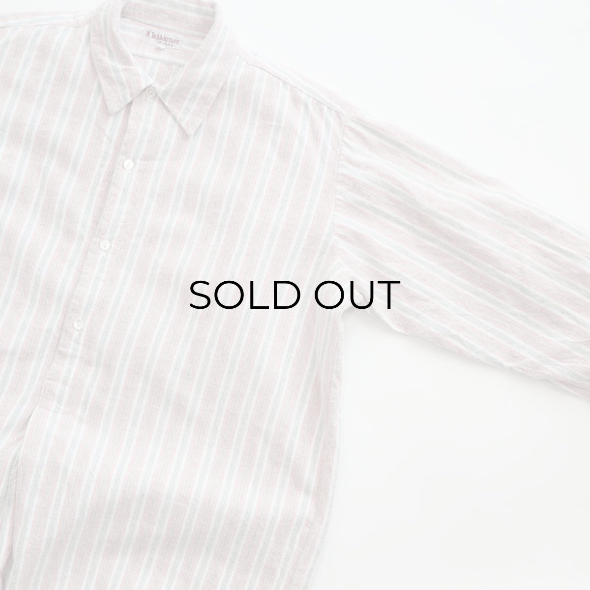 画像2: OLD Tuck Ackermann COTTON STRIPE FLANNEL PULLOVER LONG SLEEPING SHIRT (2)