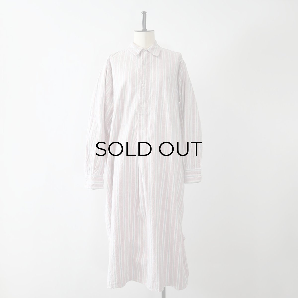 画像8: OLD Tuck Ackermann COTTON STRIPE FLANNEL PULLOVER LONG SLEEPING SHIRT (8)