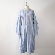 画像1: OLD farosa COTTON STRIPE FLANNEL PULLOVER LONG SLEEPING SHIRT (1)