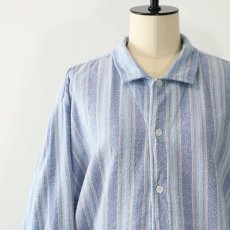 画像4: OLD farosa COTTON STRIPE FLANNEL PULLOVER LONG SLEEPING SHIRT (4)