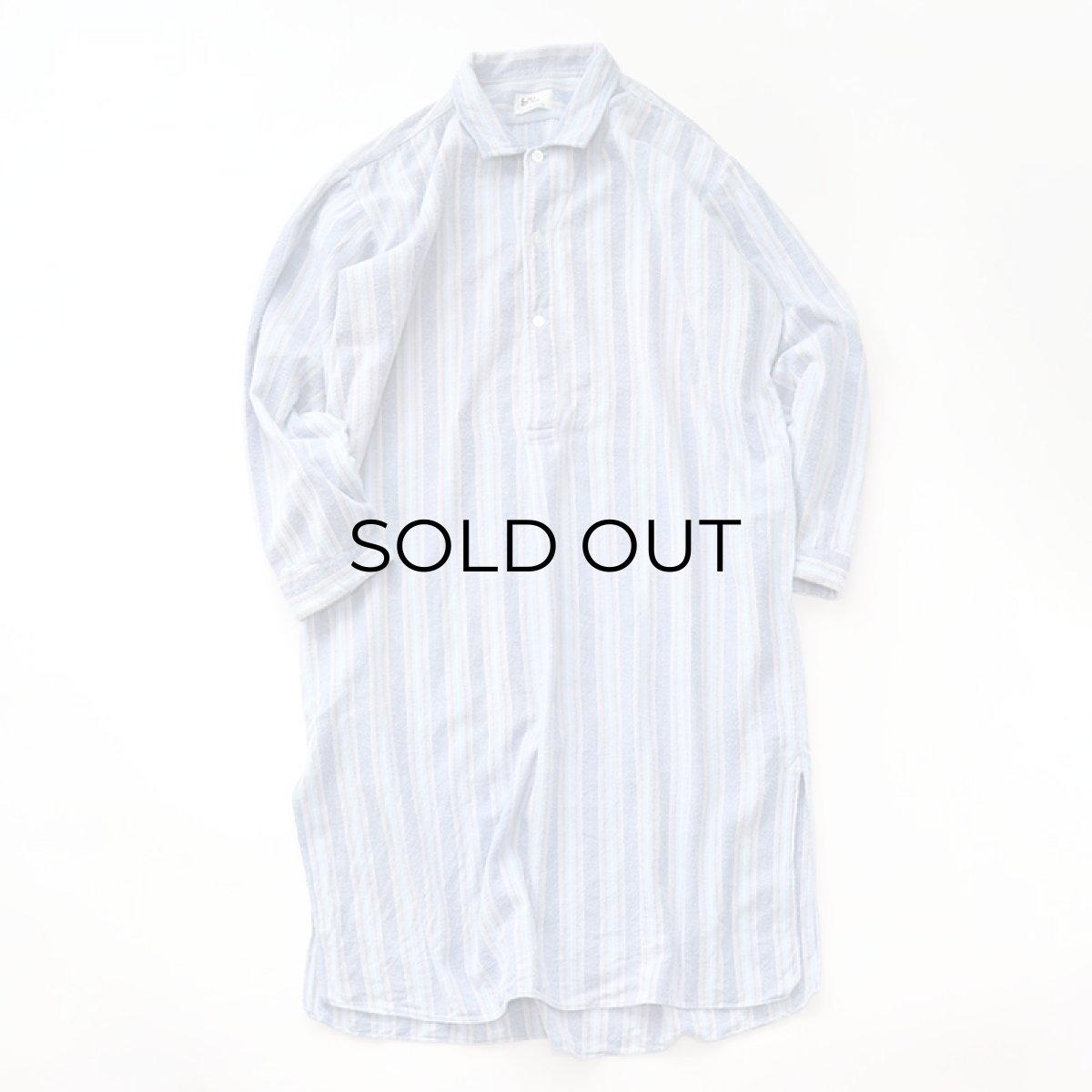 画像7: OLD farosa COTTON STRIPE FLANNEL PULLOVER LONG SLEEPING SHIRT (7)