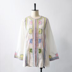 画像13: OLD VELOSO'S EMBROIDERED COLLARLESS BLOUSE (13)