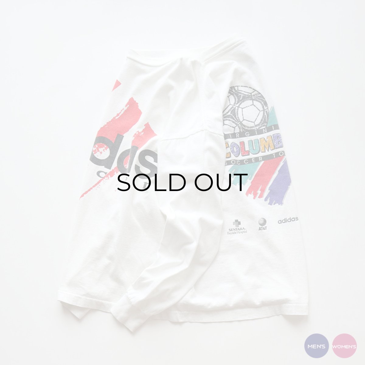 画像1: 90's adidas COTTON W-PRINT L/S TEE "adidas soccer" "MADE IN USA" (1)